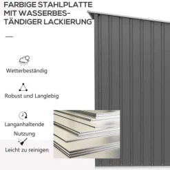 Stålförråd 0,92 m², låsbart med pulpettak, 100×103×160 cm, grå