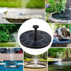 Stor Solcellsdriven Fontän med Batteri och Belysning 16cm