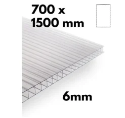 Stycke växthusflerväggsplåt / klar polykarbonat 700x1500mm - 6mm, 2st.