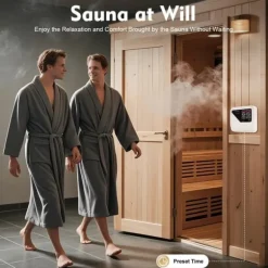 Styrenhet för bastuaggregat - Temperaturregulator - Torkbastu - 3–9 kW - 220–240 V - Ljusstyrning max 60 W - Vred - Plast