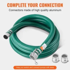 Sugslang 2 tum x 20 fot, högkvalitativ grön slang med kopplingar, professionell användning, idealisk för trädgård och industriella applikationer