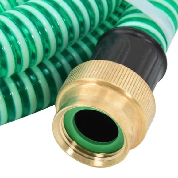 Sugslang med kopplingar mässing grön 1,1" 20 m PVC