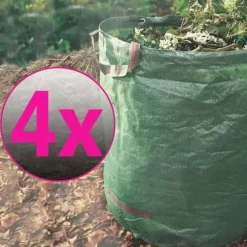 SunDeluxe Garden Waste Bag x4 - Heavy Duty PE 272L - Återanvändbar, hopfällbar, vattentät och transportabel
