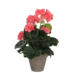 Syntetisk växt - Mica Decorations - Geranium - Laxrosa - H34 x Ø20 cm - Underhållsfri inomhus