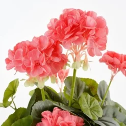 Syntetisk växt - Mica Decorations - Geranium - Laxrosa - H34 x Ø20 cm - Underhållsfri inomhus