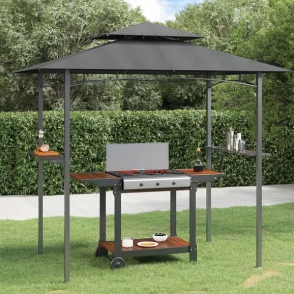 Tak för grill med sidohyllor antracit 240x150x243 cm stål