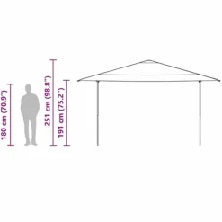 Tak Tält - Utomhuseventtält 400x400 cm i Oxford tyg | Färg: Blå | Höjd: 227/236/245 cm