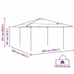 Tak Tält - Utomhuseventtält 400x400 cm i Oxford tyg | Färg: Blå | Höjd: 227/236/245 cm
