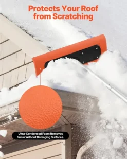 Taksnöraka - Snöskrapa för tak - Justerbar 2,25–5,62 m - Skumblad 45 cm - Förlängningsskaft - Halkfritt handtag - Lättvikt - För snö, löv och skräp