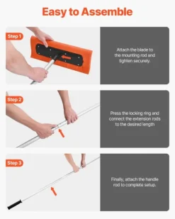 Taksnöraka - Snöskrapa för tak - Justerbar 2,25–5,62 m - Skumblad 45 cm - Förlängningsskaft - Halkfritt handtag - Lättvikt - För snö, löv och skräp