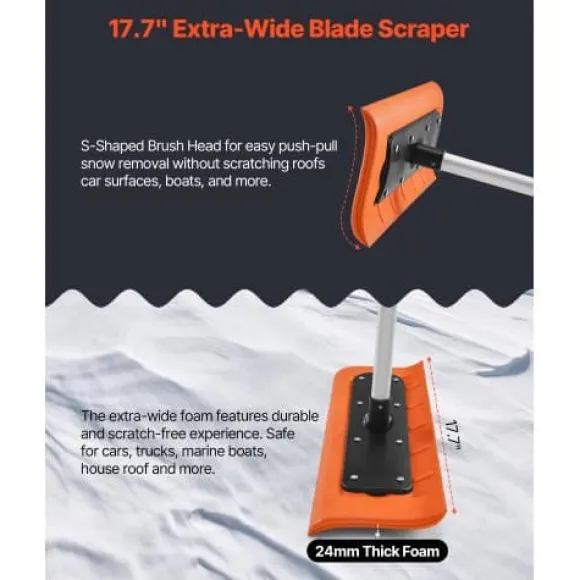 Taksnöskrapa, 225-562 cm x 45 cm x 16 cm, Silver, Skumblad