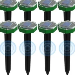 Taupe Ultrason Solaire 8 delar, Anti Taupe Ultrason Solaire med IP65 Vattentät, Används utomhus eller i trädgården