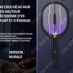 TD elektriska insektsracket 3 i 1 1200MAH uppladdningsbart myggracket används för att döda myggor Lämplig svart
