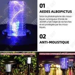 TD Lampa mot mygg 600mAh solenergi LED lampa för trädgård mot mygg och skadliga insekter med dubbel funktion noir