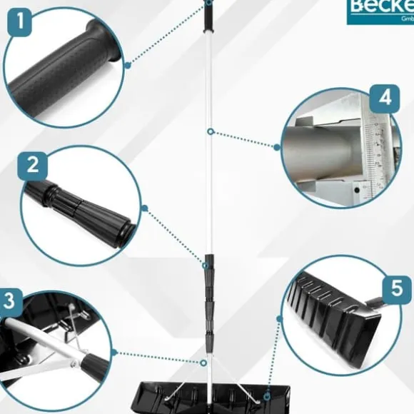 Teleskopskrapa, snöskyffel för taket, aluminium, hopfällbar