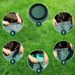 Återanvändbara trädgårdsavfallspåsar 2-pack - 200L kraftiga och hopfällbara - för löv, gräs och skräp