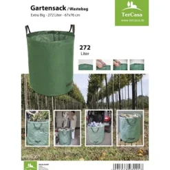 TerCasa JU-998001 Trädgårdsavfallspåse 272L Grön