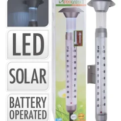 TERMOMETRO CON LAMPADA SOLARE 56CM ACCESSORI GIARDINO ESTERNO