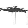 Terrasspergola ca 3x3 m, aluminium, väggmonterad, justerbart tak, mörkgrå