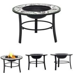 The Living Store Eldfat med mosaik grön 68cm keramik - Öppna spisar