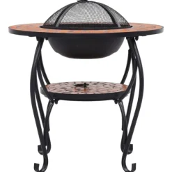 The Living Store Eldfat med mosaikbord terrakotta 68 cm keramik - Öppna spisar