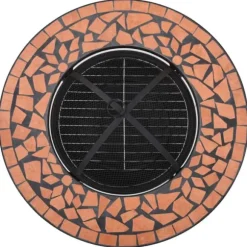 The Living Store Eldfat med mosaikbord terrakotta 68 cm keramik - Öppna spisar