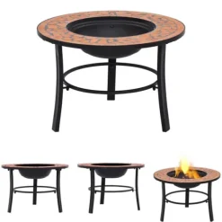 The Living Store Eldfat med mosaik terrakotta 68cm keramik - Öppna spisar