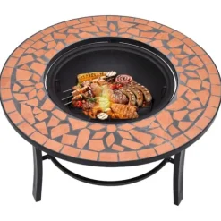 The Living Store Eldfat med mosaik terrakotta 68cm keramik - Öppna spisar