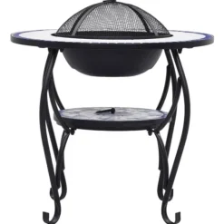 The Living Store Eldfat med mosaikbord blå och vit 68 cm keramik - Öppna spisar