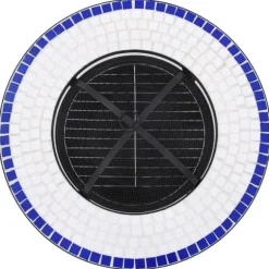 The Living Store Eldfat med mosaikbord blå och vit 68 cm keramik - Öppna spisar