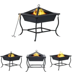 The Living Store Eldstad svart 42x42x45 cm stål - Öppna spisar