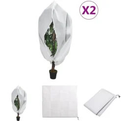 The Living Store Fiberdukar med blixtlås 2 st 70 g/m² 3,93x3,5 m - Tillbehör för trädgårdsskötsel