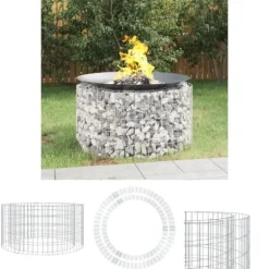 The Living Store Gabion för eldstad Ø 100 cm galvaniserat järn - Öppna spisar