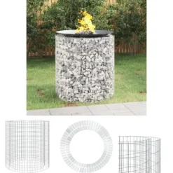 The Living Store Gabion för eldstad Ø 100 cm galvaniserat järn - Öppna spisar