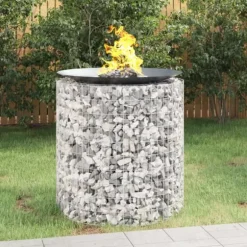 The Living Store Gabion för eldstad Ø 100 cm galvaniserat järn - Öppna spisar