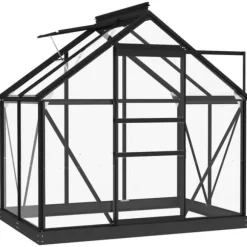 The Living Store Glasväxthus antracit 155x103x191 cm aluminium - Växthus