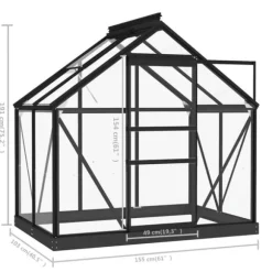 The Living Store Glasväxthus antracit 155x103x191 cm aluminium - Växthus