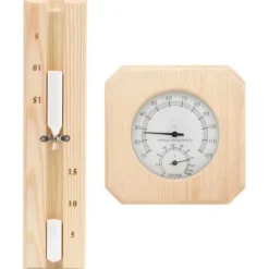 The Living Store 2-i-1 Bastutermometer & hygrometer sandur set massiv furu - Bastutillbehör