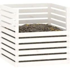 The Living Store Kompostlåda vit 80x80x78 cm massiv furu - Komposterare