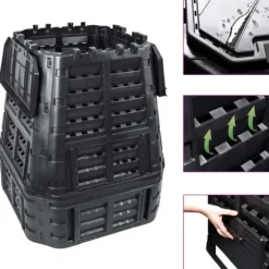 The Living Store Kompostlåda svart 93,3x93,3x113 cm 740 L - Komposterare