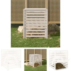 The Living Store Kompostlåda vit 82,5x82,5x99,5 cm massiv furu - Komposterare