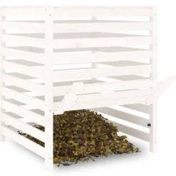 The Living Store Kompostlåda vit 82,5x82,5x99,5 cm massiv furu - Komposterare