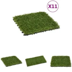 The Living Store Konstgräsplattor 11 st grön 30x30 cm - Artificiell flora