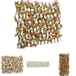 The Living Store Konstväxt murgröna spaljé expanderbar mörk rosa 180x60 cm - Staket