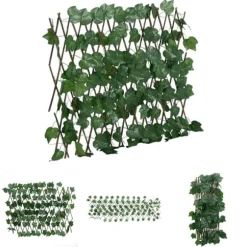 The Living Store Konstväxt druvblad spaljé expanderbar grön 190x60 cm - Staket