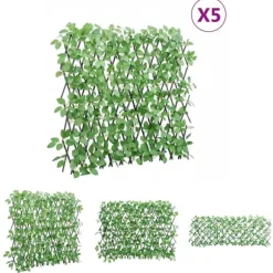 The Living Store Konstväxt murgröna spaljé expanderbar 5 st grön 180x65 cm - Staket