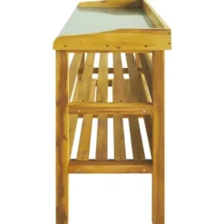 The Living Store Odlingsbänk med 2 hyllor massivt akaciaträ och zink - Planteringsbänkar