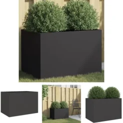 The Living Store Odlingslåda svart 62x40x39 cm kallvalsat stål - Krukor & odlingslådor