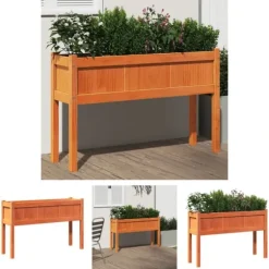 The Living Store Odlingslådor med ben vaxbrun 110x31x70 cm massiv furu - Krukor & odlingslådor