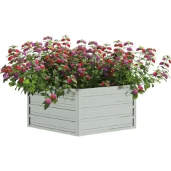 The Living Store Odlingslåda upphöjd galvaniserat stål 129x45 cm silver - Krukor & odlingslådor